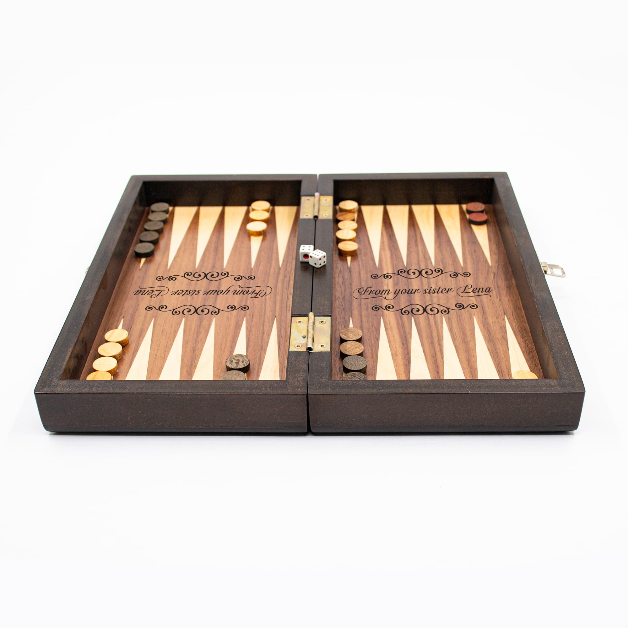 Personalized Walnut Backgammon Personalization CT28 - Küçük Görsel 10