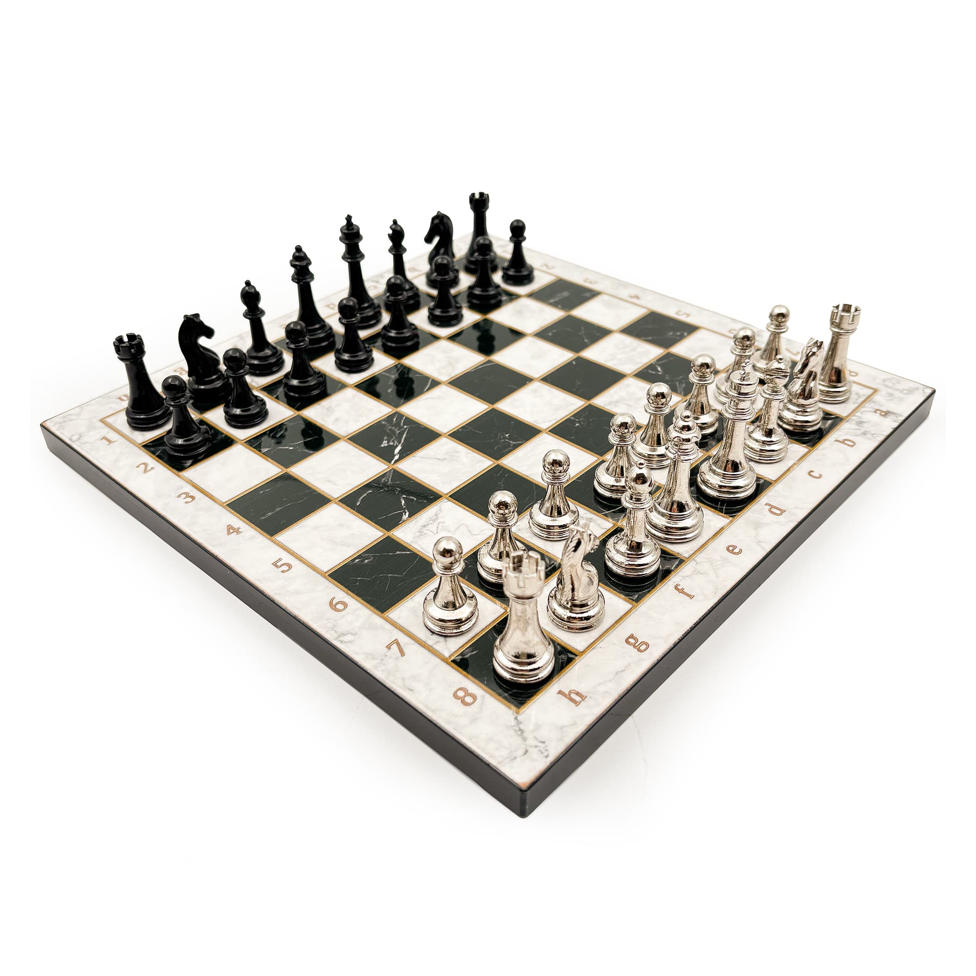 Wooden Chess Set – Metal Stone MERDUZ36S - Küçük Görsel 9