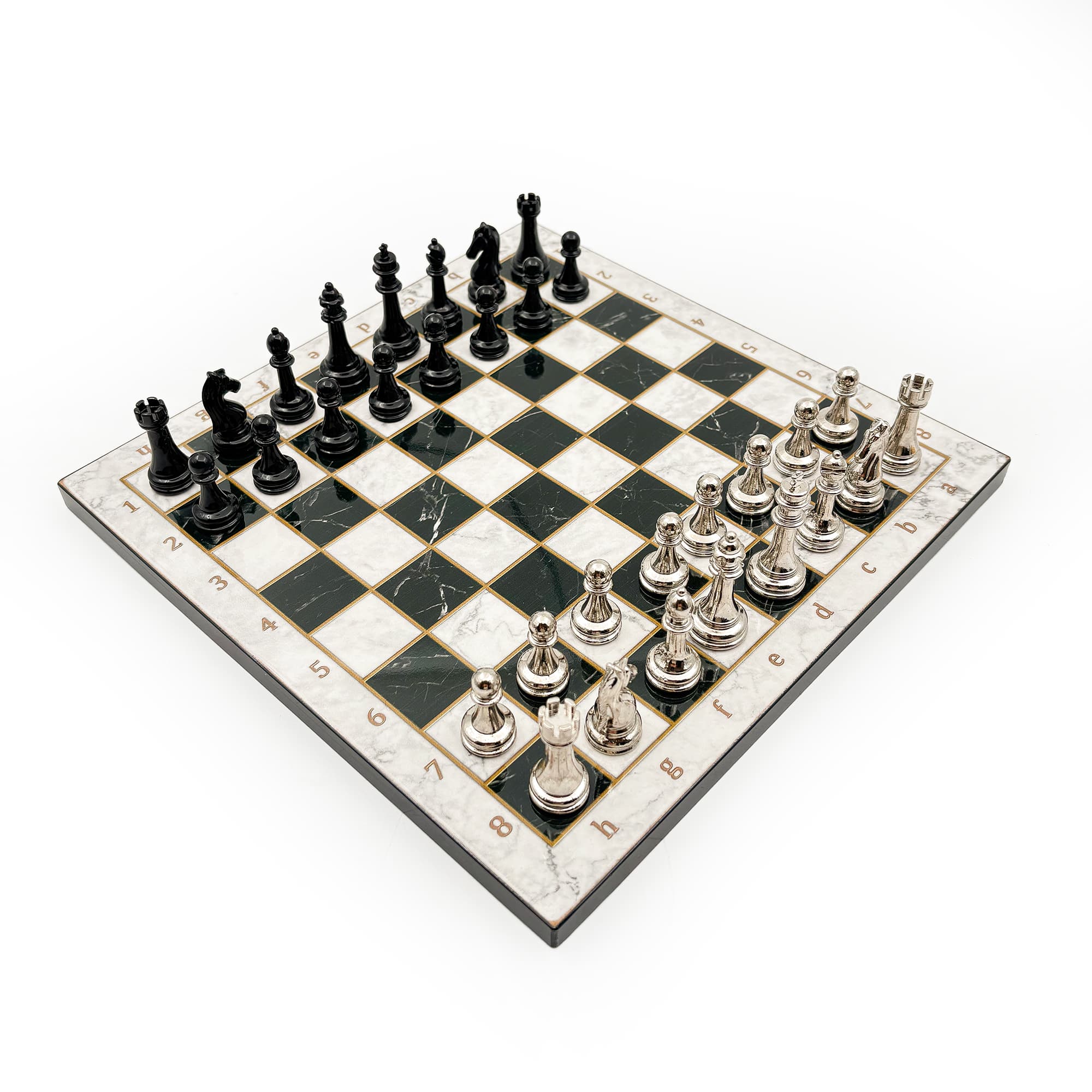 Wooden Chess Set – Metal Stone MERDUZ36S - Küçük Görsel 8