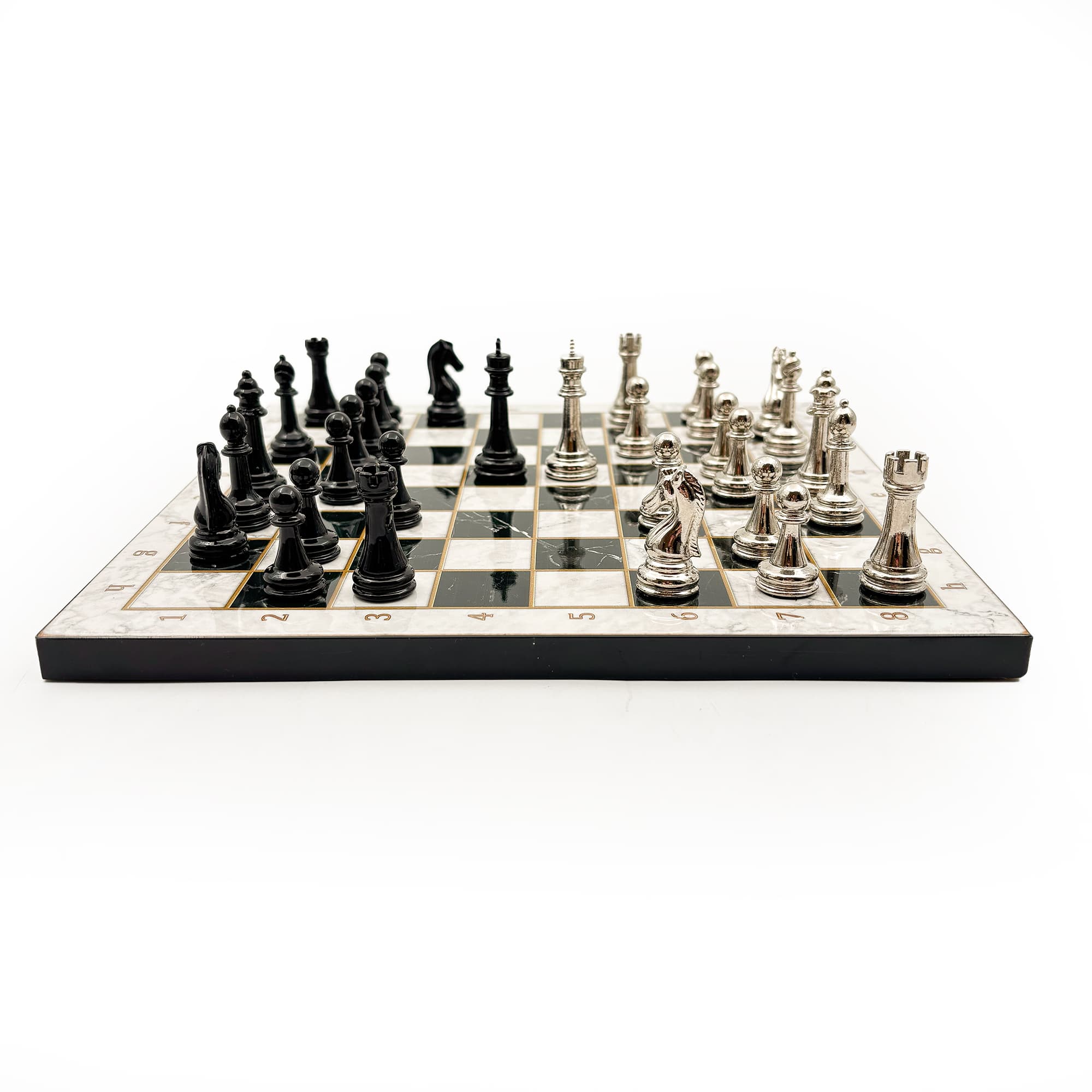 Wooden Chess Set – Metal Stone MERDUZ36S - Küçük Görsel 7