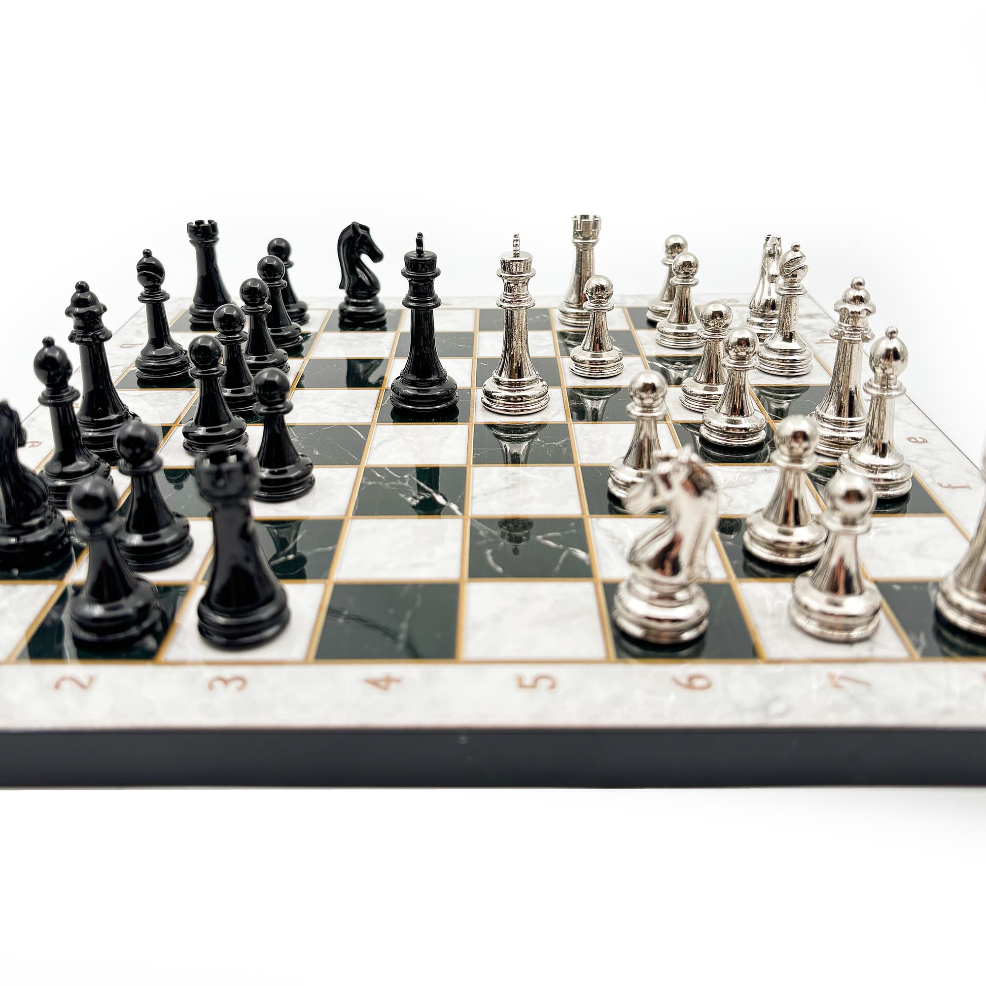 Wooden Chess Set – Metal Stone MERDUZ36S - Küçük Görsel 6