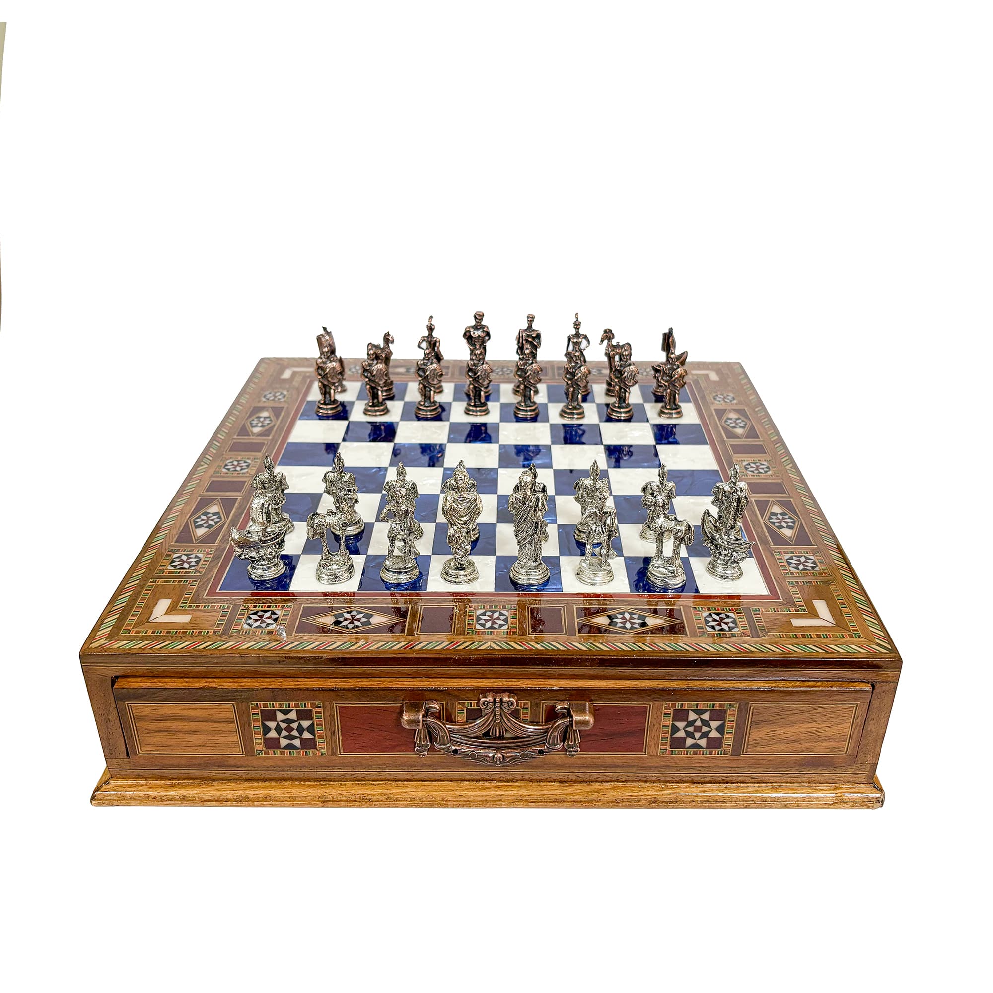 Trojan Stone Chess Set with Drawers SC32MTRV - Görsel 3