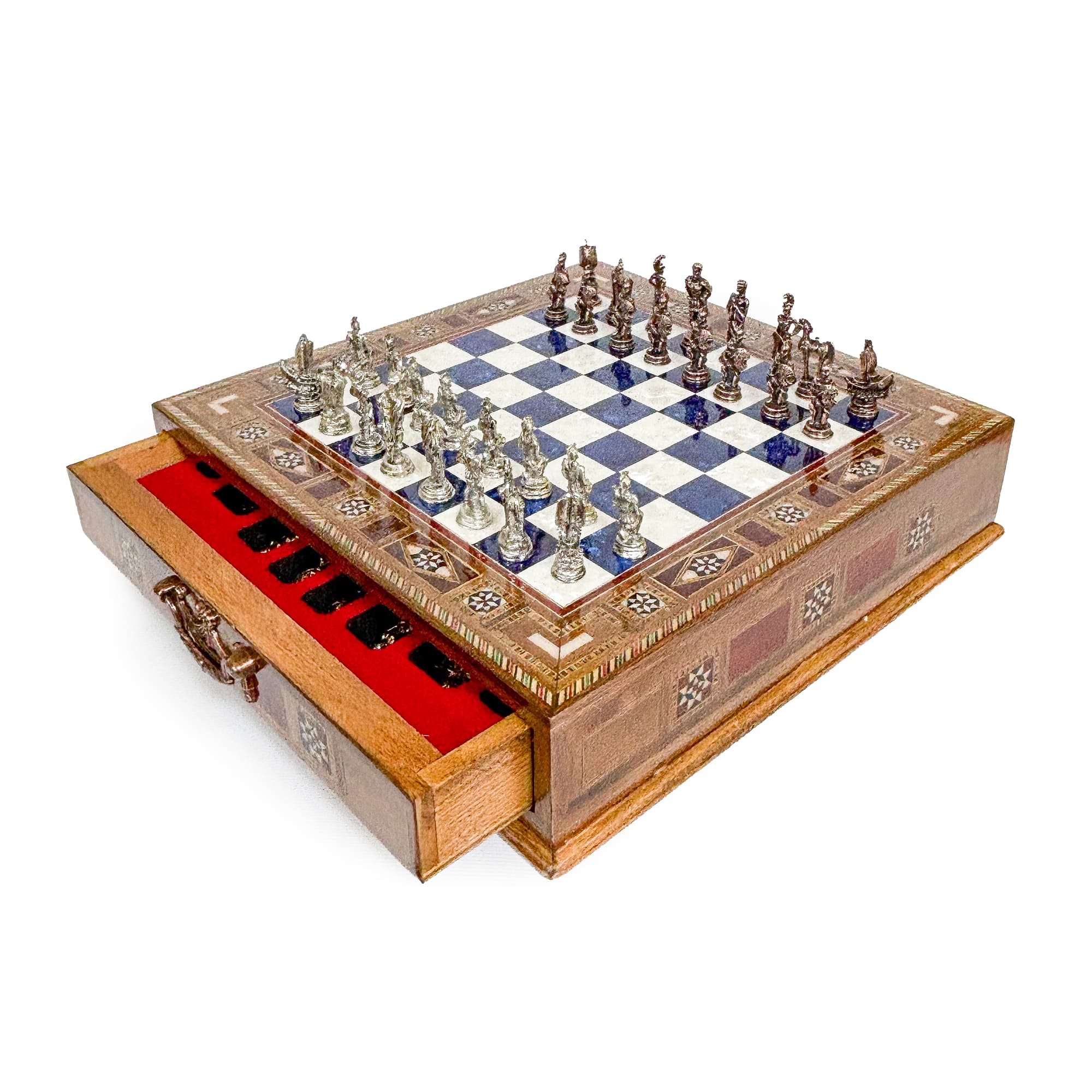 Trojan Stone Chess Set with Drawers SC32MTRV - Görsel 2